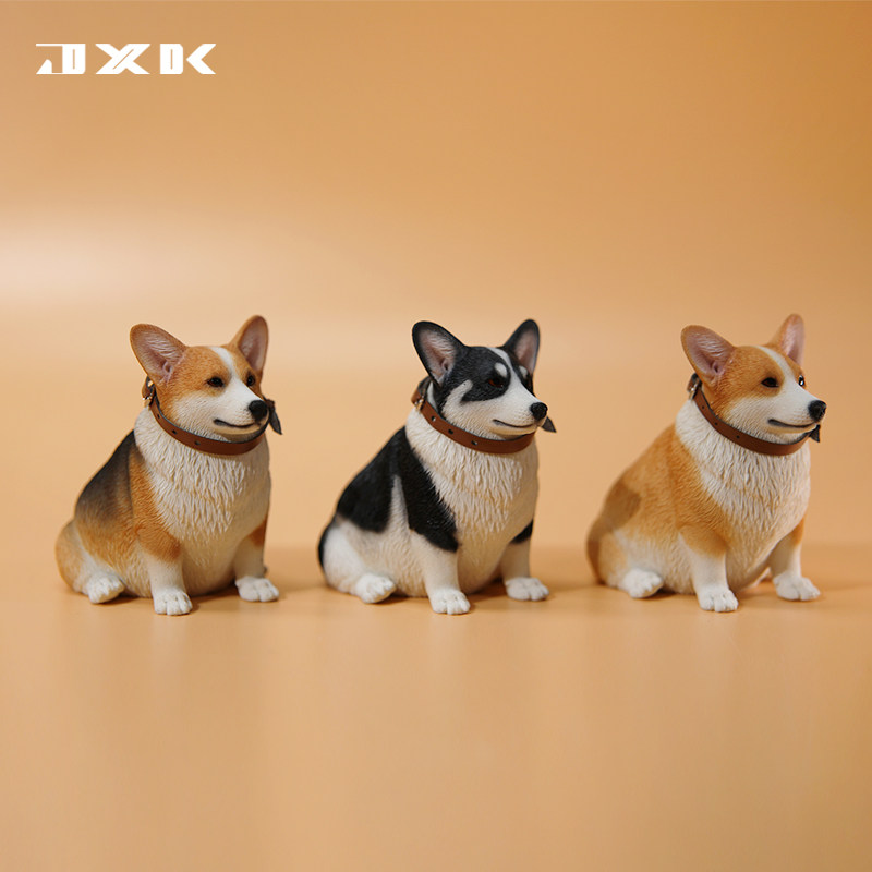 现货 JXK 1/6 肥基 可爱萌柯基宠物犬仿真模型摆件潮玩周边手办
