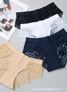 跨境希音Temu蕾丝内裤女舒适透气女士三角裤法式包臀性感女生裤头