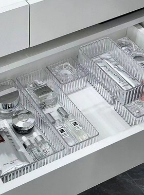 TEMU 希音PET抽屉式内置收纳盒化妆品桌面透明透明收纳盒轻奢收纳