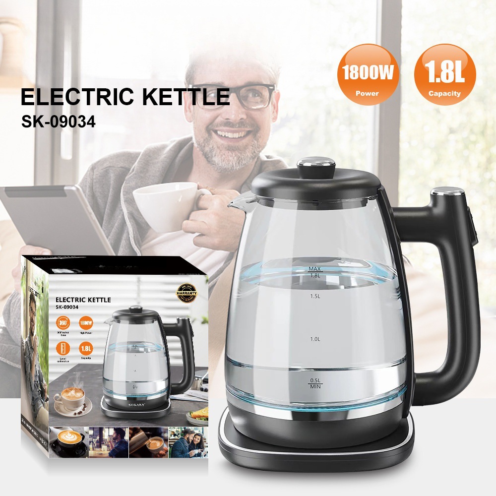 跨境水壶家用烧水壶1.8l玻璃热水壶electric kettle