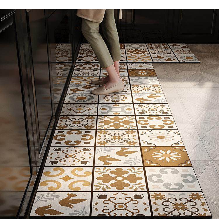 新款复古厨房地垫防滑防油可擦免洗吸水地毯脚垫专用高级pvc垫子,居家布艺,厨房地垫,淘宝优惠券,粉丝福利购,淘宝优惠卷