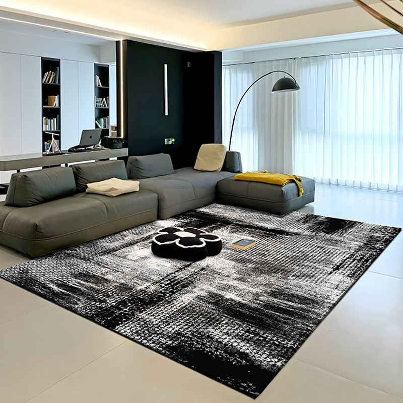 新款意式地毯客厅卧室沙发地垫高级轻奢茶几免洗黑白防水可擦床边,居家布艺,地毯,淘宝优惠券,粉丝福利购,淘宝优惠卷