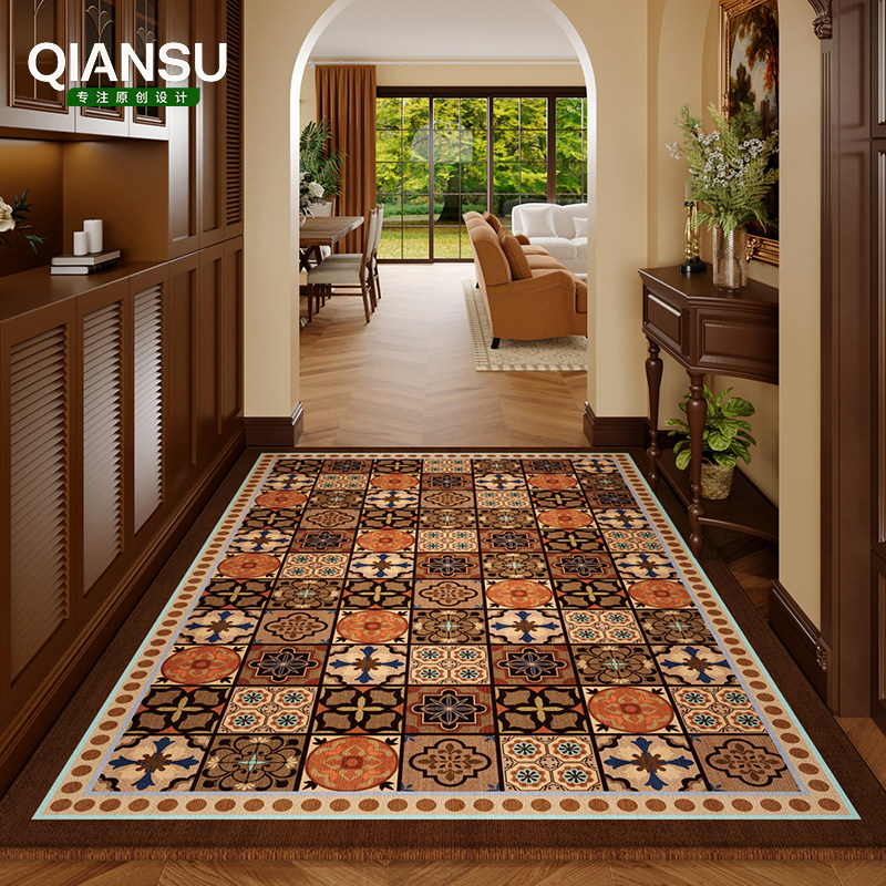 入户门地垫新款门垫复古地毯门厅门内高级脚垫防滑免洗可裁剪耐脏,居家布艺,入户地垫,淘宝优惠券,粉丝福利购,淘宝优惠卷