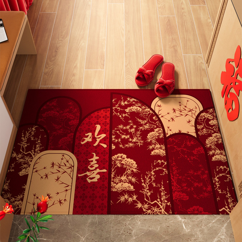 新款入户门地垫门口地毯进门结婚红色脚垫高级双喜字婚房布置中式,居家布艺,入户地垫,淘宝优惠券,粉丝福利购,淘宝优惠卷