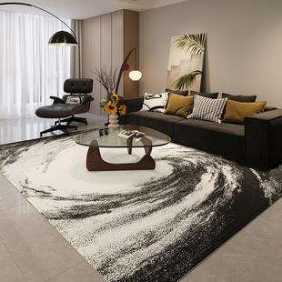 复古地毯客厅高级新款卧室轻奢沙发地垫茶几免洗防水可擦黑色定制