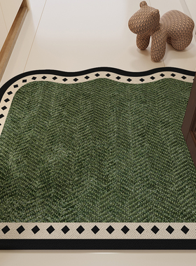 中古风高级绿色入户门垫玄关地垫家用门口大门防滑免洗门垫可裁剪