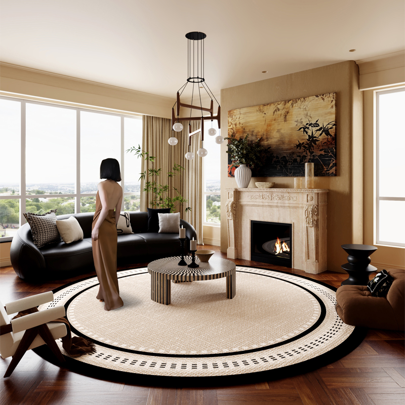 圆形地毯客厅沙发圆地垫法式卧室新款高级茶几免洗复古摇椅阳台中