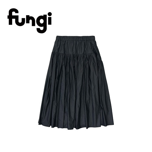 官方fungi*涂层纯色休闲百褶裙*
