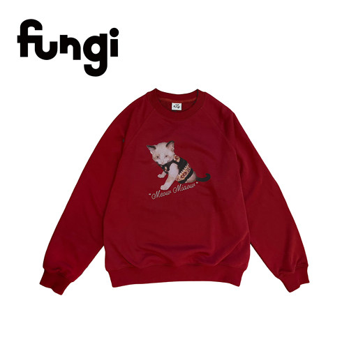 官方fungi*喵喵叫印花复古套头卫衣*