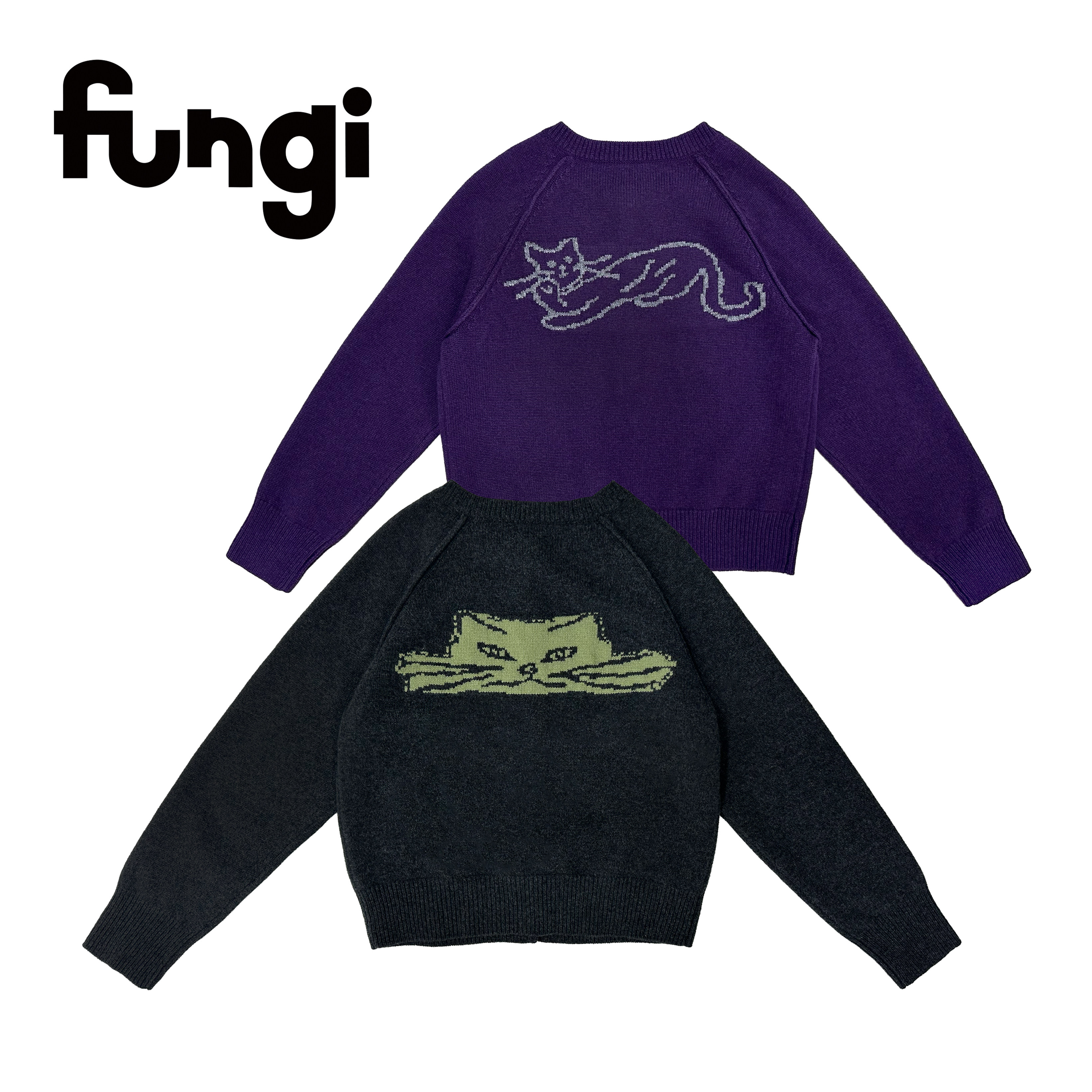 官方Fungi*后背提花小猫羊毛衣