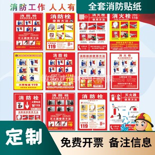消防栓贴纸装饰遮挡幼儿园创意防水消防栓门箱面板贴纸标识牌定做