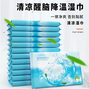 湿巾清凉醒脑提神湿巾降温纸巾开车熬夜防困冰爽薄荷柠檬湿纸巾