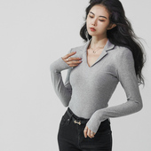 打底衫 德国拜耳羊绒羊毛针织V领毛衣女秋冬修身 弹力内搭外穿长袖