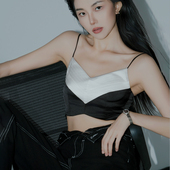 月影集珍珠贝母全绸缎弹力带胸垫吊带背心女外穿美背打底内搭抹胸