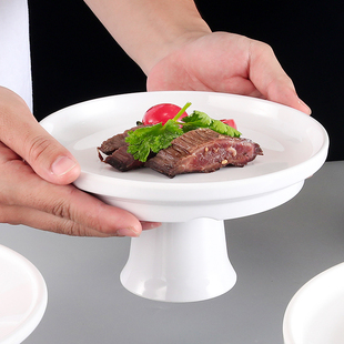 密胺高脚盘中式水果零食盘简约白色餐具圆盘酒店餐厅冷凉菜盘商用