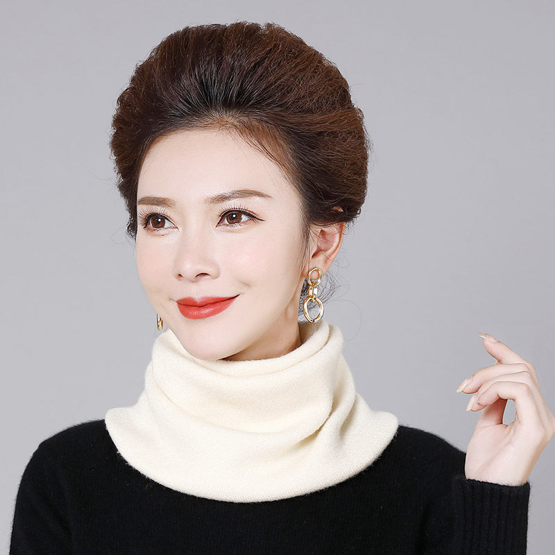 护颈椎围巾女冬季保暖纯羊绒围脖女套头韩版女式纯色百搭针织脖套