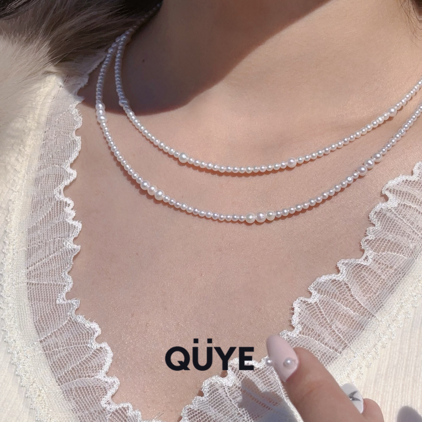 小灯泡纯天然淡水小珍珠细款项链S925纯银毛衣链