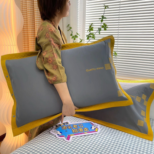 按扣透气吸汗加厚枕套全棉