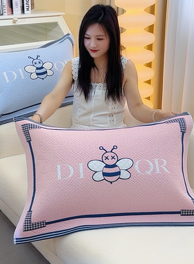 高密纯棉纱布枕巾一对装加大厚简约情侣单人学生成人枕头盖巾防滑