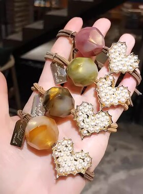 韩版半丸子头绳扎头发皮筋