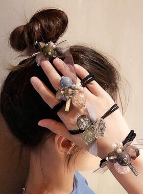 东大门发绳蝴蝶结发圈女超仙韩版ins 头饰飘带橡皮筋头绳手链两用