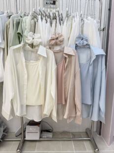 防晒衣t 上衣ins慵懒风雪纺垂感衬衣外套长袖 防晒衬衫 女2026夏薄款