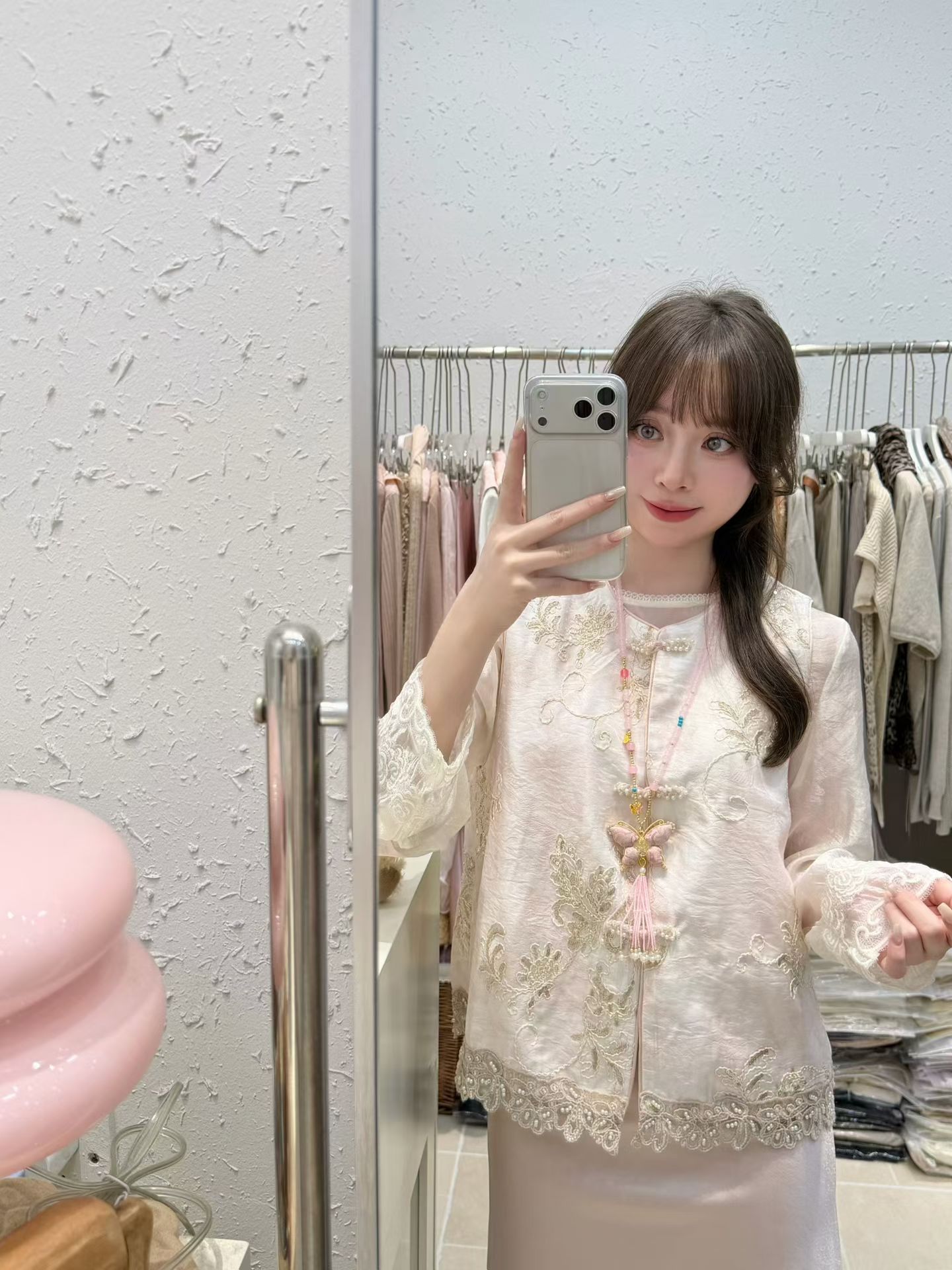 2026秋季新款新中式国风刺绣微透马甲配长袖衬衫两件套套装女装女