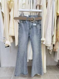 显瘦设计感喇叭长裤 甜美风2026春季 女修身 高腰显瘦微喇牛仔裤 新款