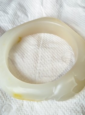 和田玉白玉籽料独籽满面皮洒金皮53小圈手镯粉色藕粉随型