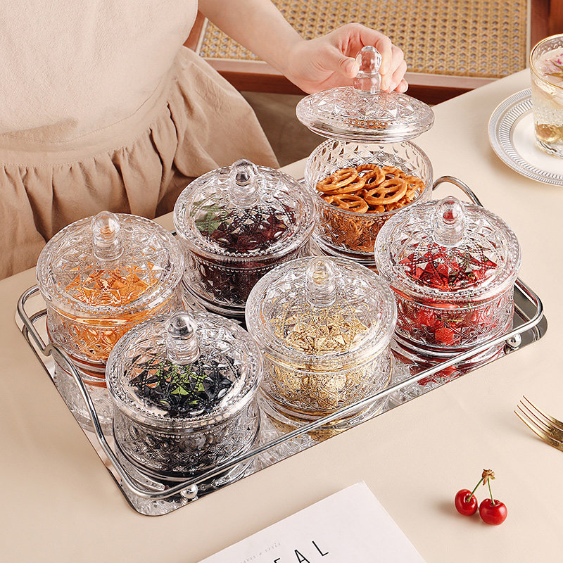 零食摆放盘玻璃水果盘家用客厅茶几分格带盖干果坚果糖果罐收纳盒,餐饮具,果盆/果盘/果篮,淘宝优惠券,粉丝福利购,淘宝优惠卷