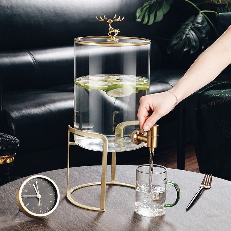 轻奢带龙头玻璃冷水壶冷泡饮料桶耐高温家用储水凉水瓶水果茶套装,餐饮具,冷水壶,淘宝优惠券,粉丝福利购,淘宝优惠卷