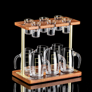 专用酒具白酒杯架置物摆件家用创意分酒器竹木制托架子收纳展示