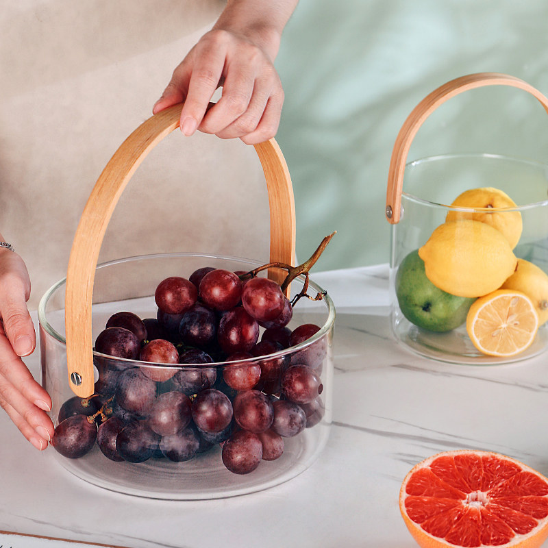 Japanese Handle Glass fruit Nets Fruit plate happy a living room household Ice Bucket Dry Fruits household Snack trayin the Tableware , Tableware , Fruit bowl/Fruit plate/Hamper  category - from Buy2taobao.com to provide professional Taobao agent buy service