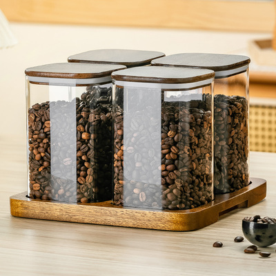 方形玻璃食品级大容量咖啡密封罐