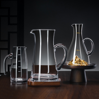 水晶玻璃带刻度白酒分酒器