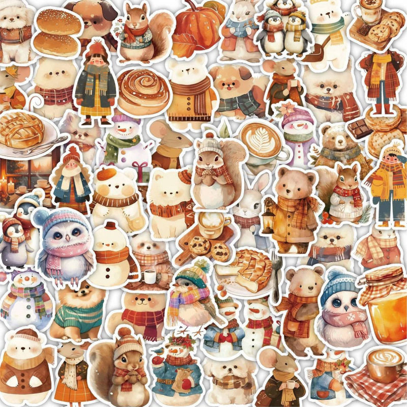 温暖童话124张可爱小熊狗狗动物贴纸手机笔记本电脑行李箱手账DIY,3C数码配件,笔记本个性小贴纸,淘宝优惠券,粉丝福利购,淘宝优惠卷