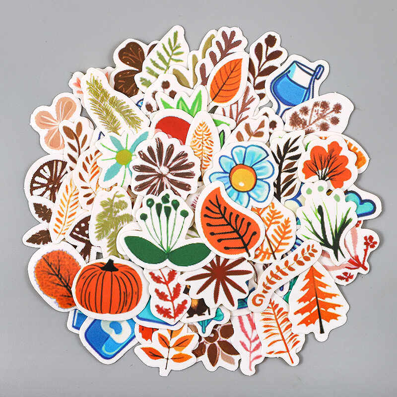 四季植物贴纸可爱花草手账卡通ins风装饰手机壳diy相册成长手册