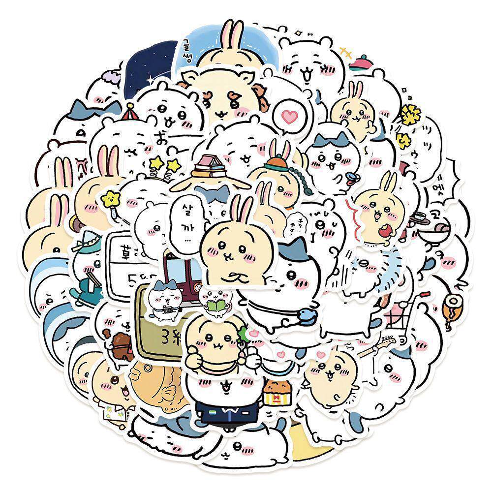 手账手机贴纸卡通吉伊卡哇60张可爱DIY电脑chiikawa相册装饰素材