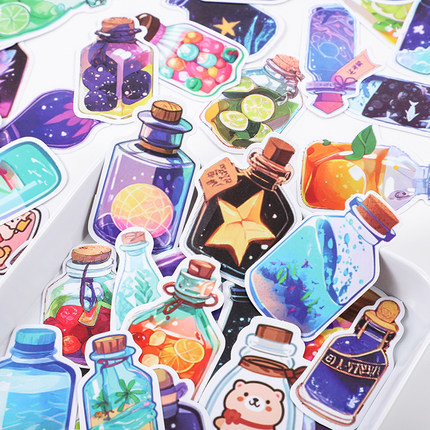 瓶子世界贴纸原创水杯手机壳笔记本电脑装饰日记手帐素材儿童贴画