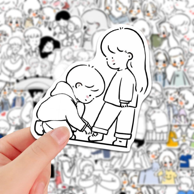 可爱情侣简笔画贴纸120张简约手账相册卡通diy手机壳装饰素材贴画,3C数码配件,笔记本个性小贴纸,淘宝优惠券,粉丝福利购,淘宝优惠卷