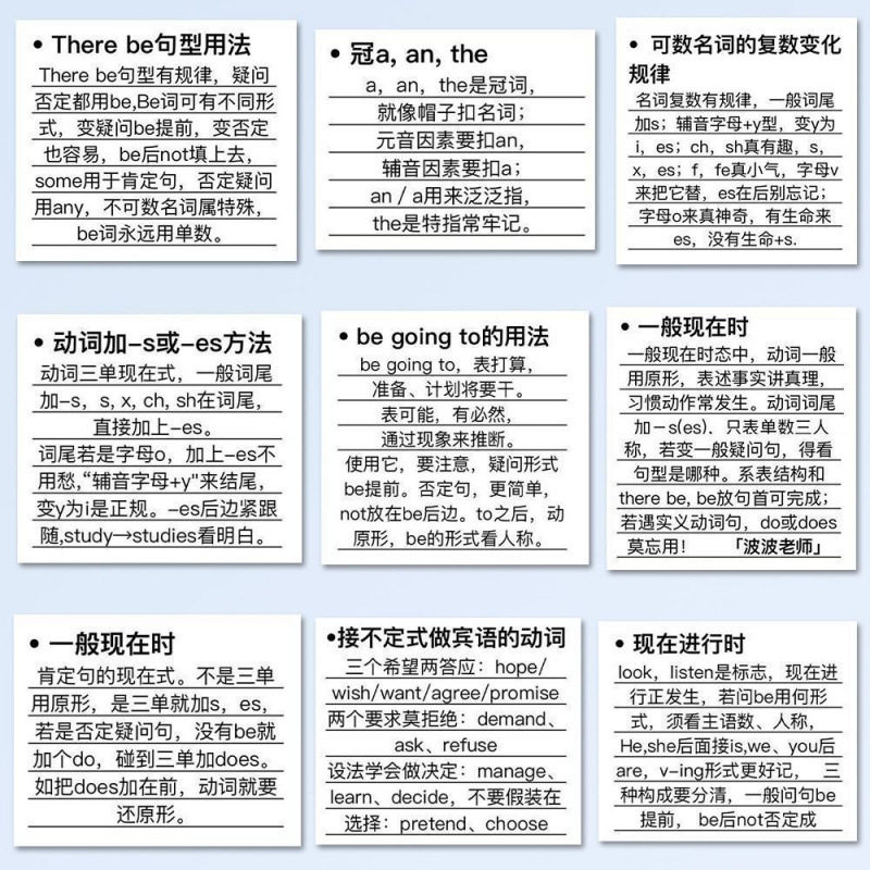 英语语法顺口溜贴纸54张笔记本电脑手账行李箱装饰DIY防水文字