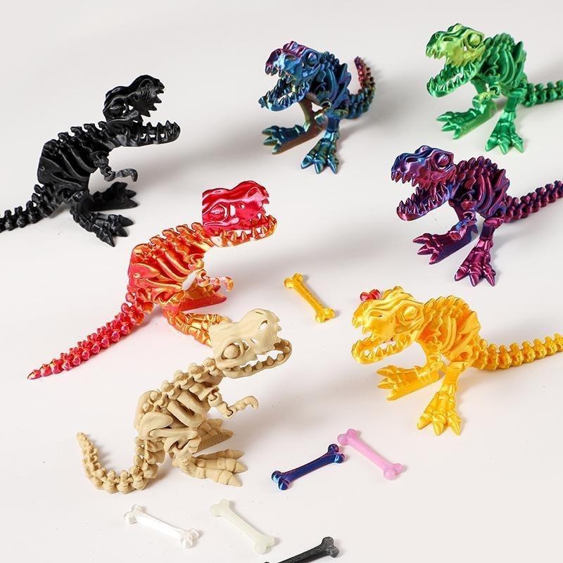 3D打印骷髅恐龙霸王龙立体儿童创意玩具摆件造景关节可动发光手办