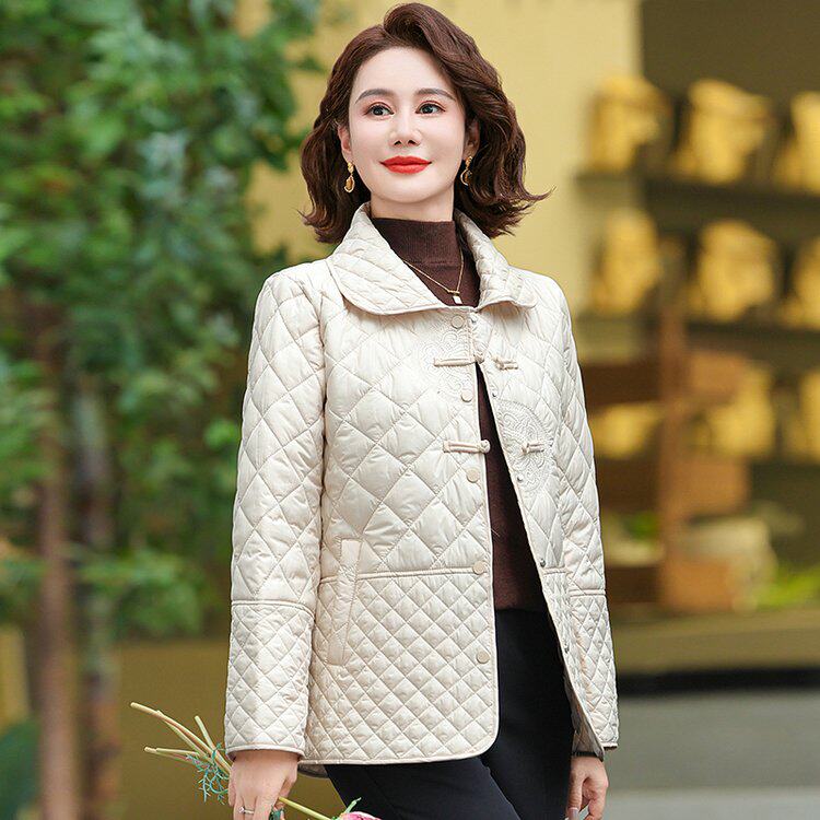 年轻妈妈冬装轻薄羽绒棉服冬季棉袄洋气大码中年女秋冬小香风外套