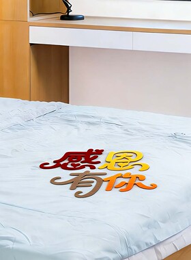 定制不织布字图酒店客房床上装饰