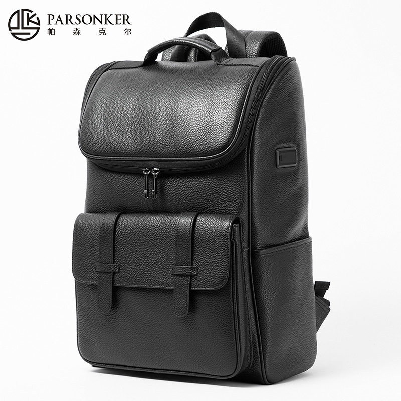 新款双肩包男士真皮通勤电脑背包时尚大容量休闲手提包厂家直销