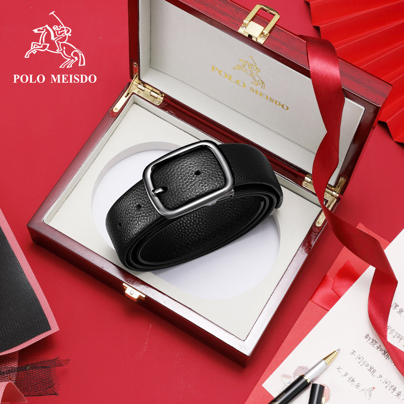 正品保罗美思得针扣皮带男款真皮2024新款纯牛皮腰带男士商务裤带