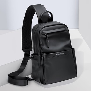 英皇保罗男士斜挎包2024新款时尚胸包休闲大容量运动单肩背包潮流