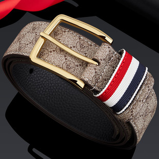 保罗正品男士皮带男款真皮针扣腰带2024新款年轻人休闲百搭裤腰带