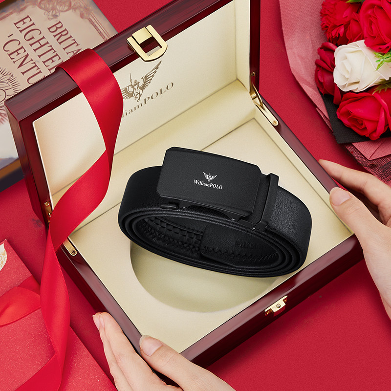 保罗男士皮带真皮高档品牌2024新款自动扣头层牛皮腰带商务裤带潮