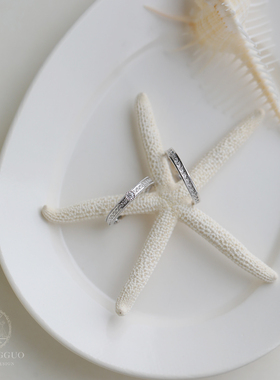 925银镀金麦穗情侣戒求婚银戒指